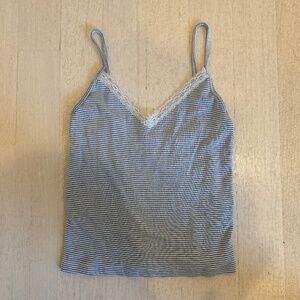 Brandy Melville Nicolette Lace Cami Blue & White Striped O/S XS/S